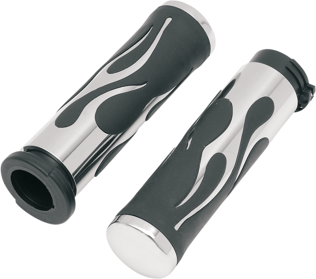 DRAG SPECIALTIES Flamed Grips - Chrome 17-0571DB