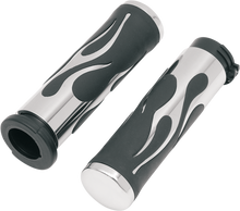 DRAG SPECIALTIES Flamed Grips - Chrome 17-0571DB
