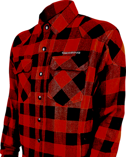 GERBING HEATED CLOTHING 7 V Battery Heated Flannel Shirt - Red/Black - Medium GER7VFS-RB-M