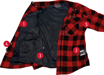 GERBING HEATED CLOTHING 7 V Battery Heated Flannel Shirt - Red/Black - XL GER7VFS-RB-XL