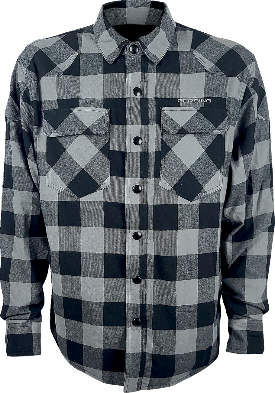 GERBING HEATED CLOTHING 7 V Battery Heated Flannel Shirt - Gray/Black - Small GER7VFS-BG-S