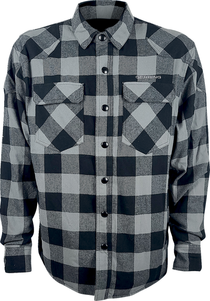 GERBING HEATED CLOTHING 7 V Battery Heated Flannel Shirt - Gray/Black - Small GER7VFS-BG-S