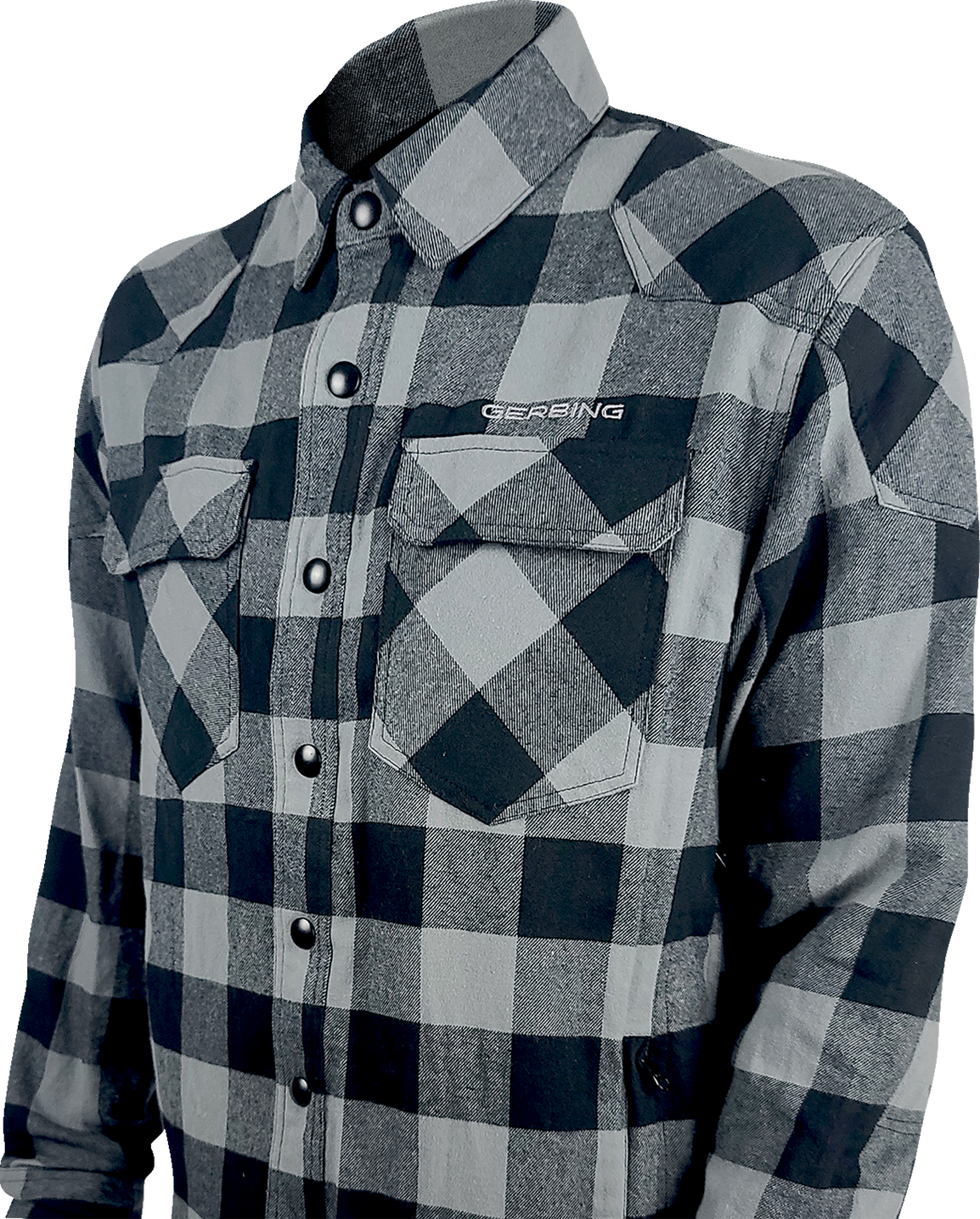 GERBING HEATED CLOTHING 7 V Battery Heated Flannel Shirt - Gray/Black - Small GER7VFS-BG-S