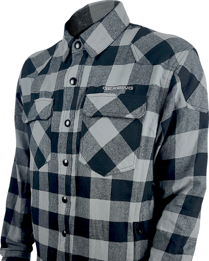 GERBING HEATED CLOTHING 7 V Battery Heated Flannel Shirt - Gray/Black - Small GER7VFS-BG-S
