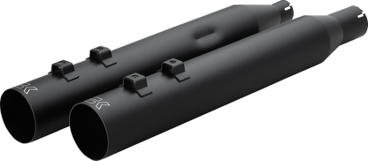 KHROME WERKS HP-Plus® Slip-On Mufflers - 4" - Straight Cut with Ripper Baffle - M8 - Black 40FST-1012-BLK