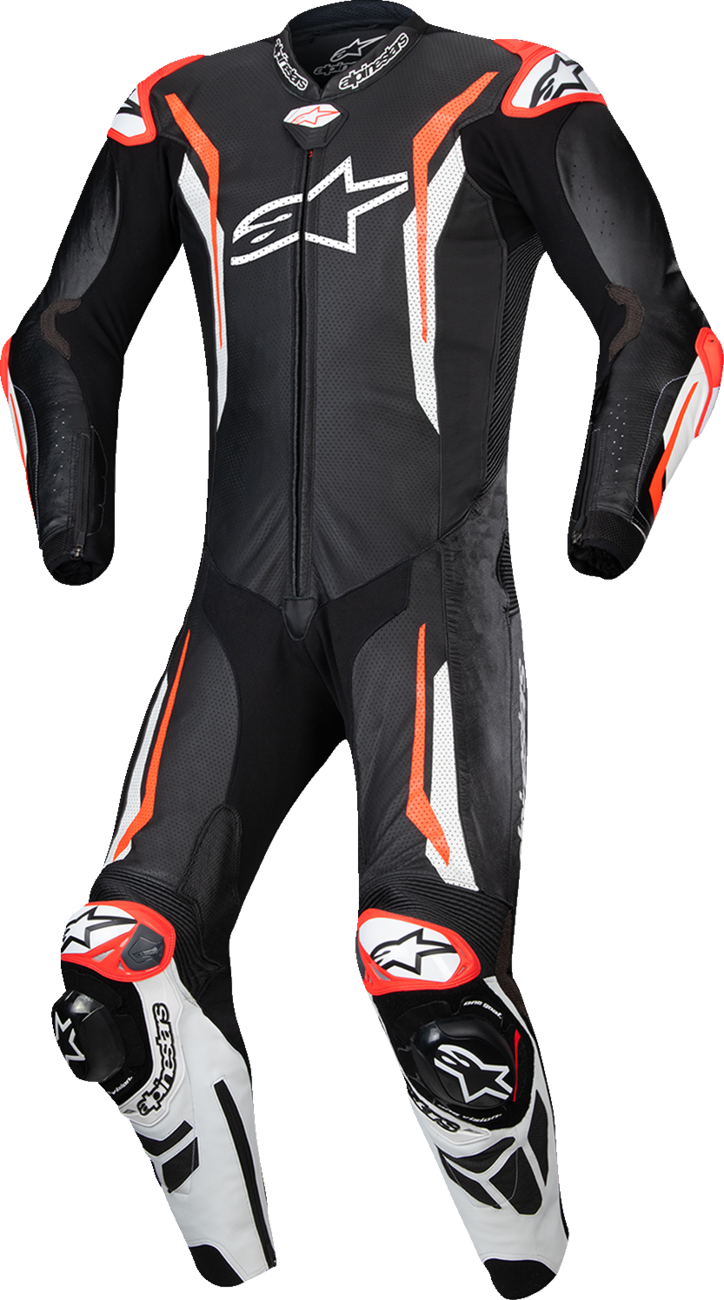 ALPINESTARS GP Tech v5 1-Piece Leather Suit - Black/White/Red Fluo - US 38 / EU 48 3150226-1231-48