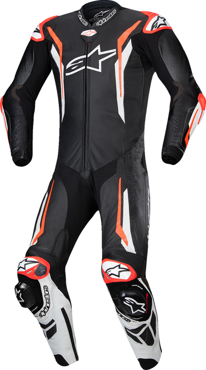 ALPINESTARS GP Tech v5 1-Piece Leather Suit - Black/White/Red Fluo - US 46 / EU 56 3150226-1231-56