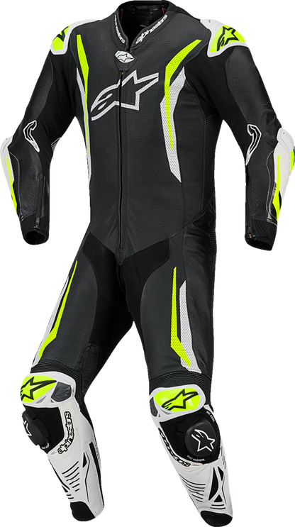 ALPINESTARS GP Tech v5 1-Piece Leather Suit - Black/White/Yellow Fluo - US 42 / EU 52 3150226-125-52
