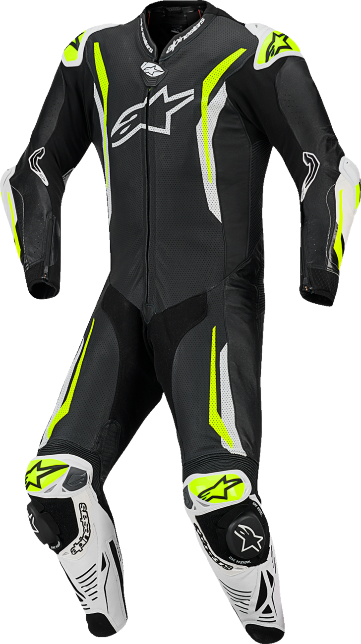 ALPINESTARS GP Tech v5 1-Piece Leather Suit - Black/White/Yellow Fluo - US 44 / EU 54 3150226-125-54