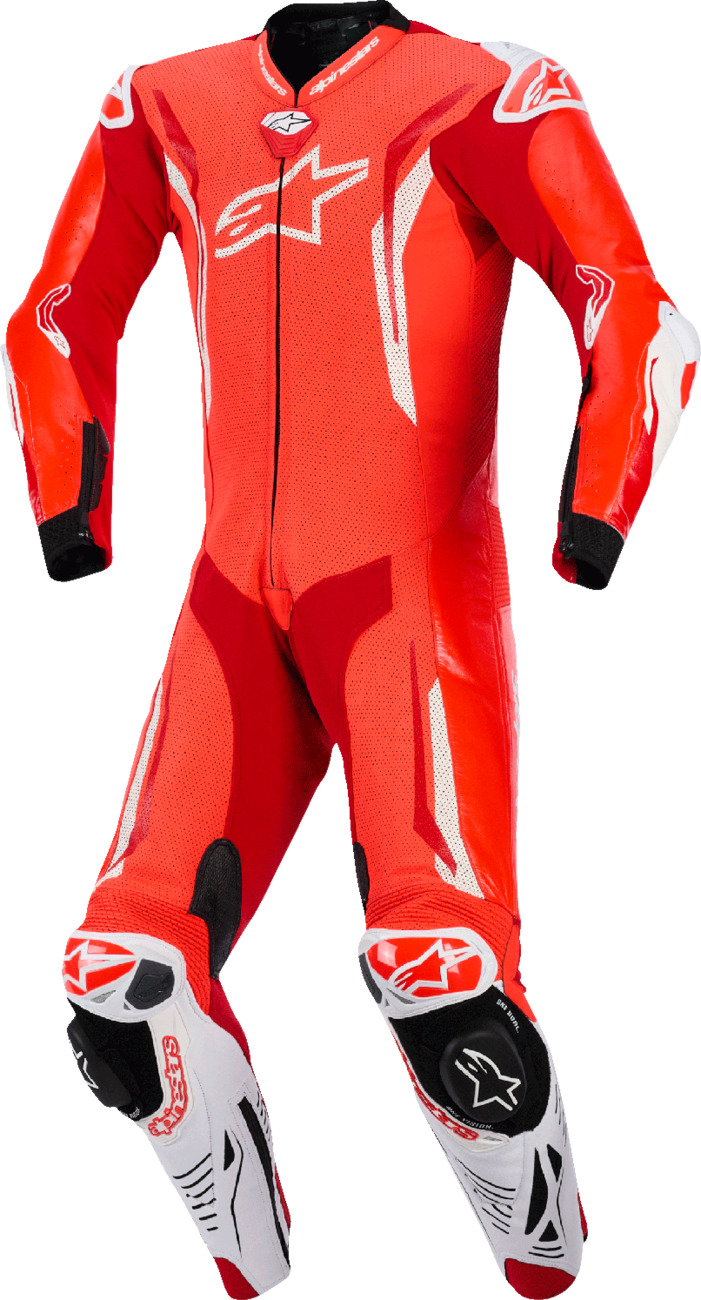 ALPINESTARS GP Tech v5 1-Piece Leather Suit - Red Fluo/Bright Red/White - US 46 / EU 56 3150226-3310-56