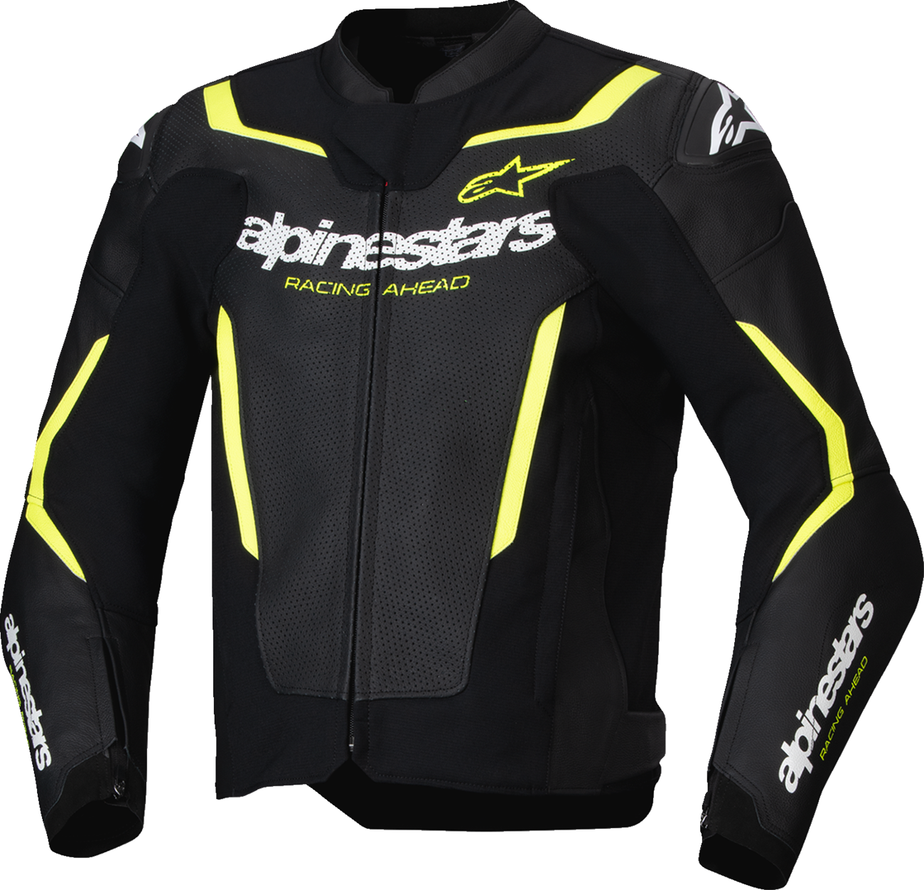 ALPINESTARS GP Force v2 Airflow Leather Jacket - Black/Yellow Fluo - US 38 / EU 48 3100326-155-48