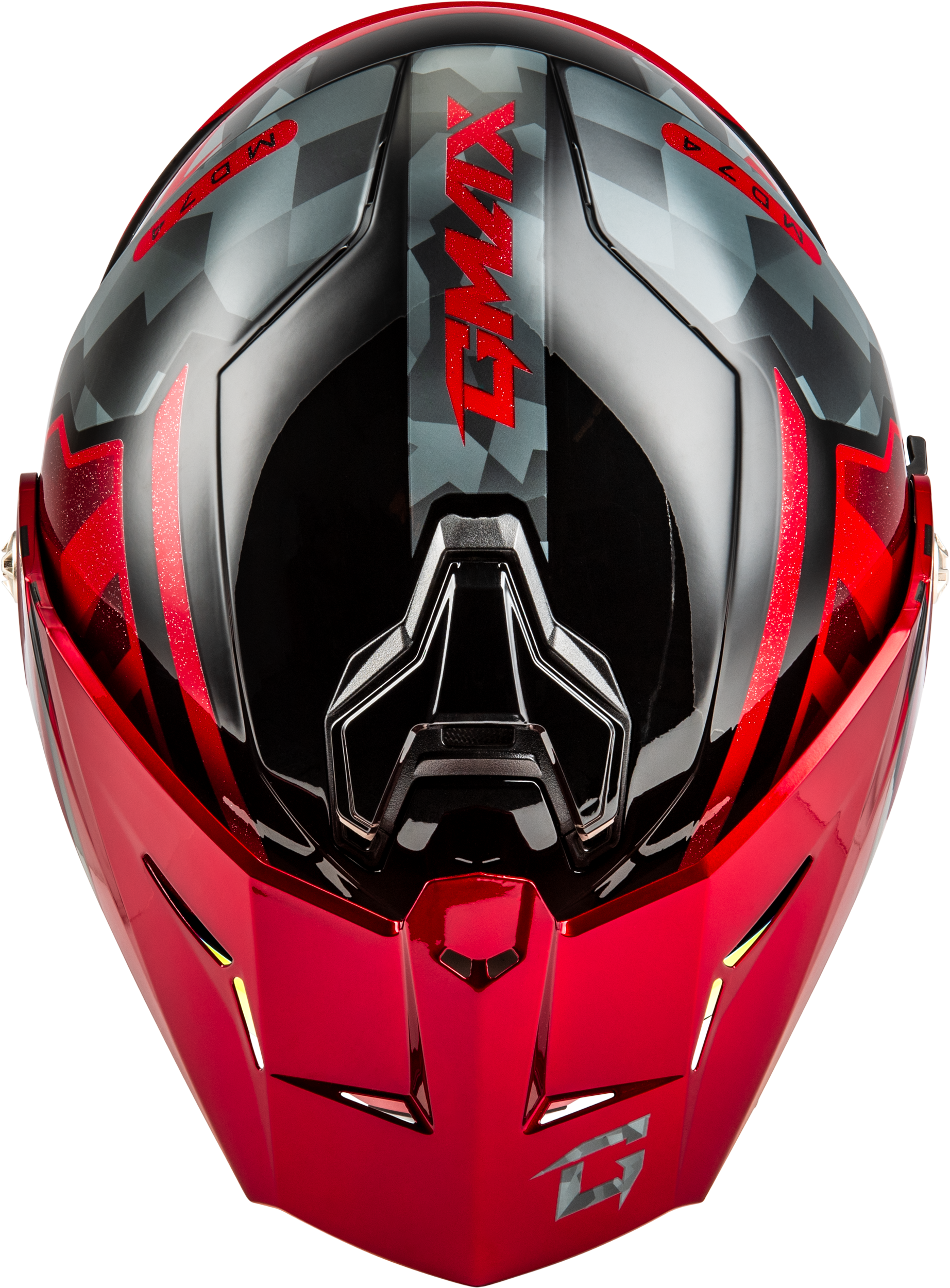 Md 74 Striker Modular Helmet W Red Shield Blk/Gry/Rd Mtlc Xl