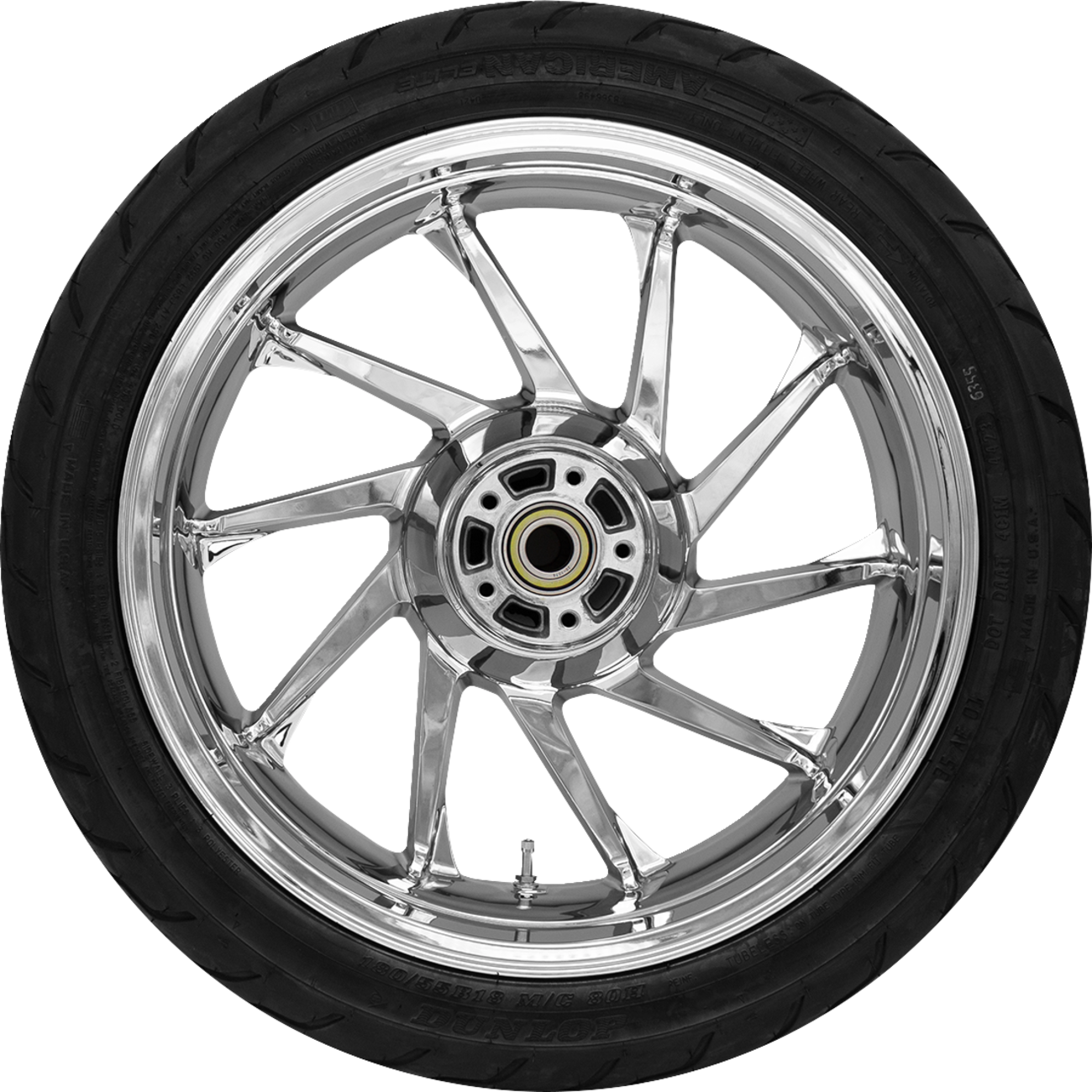 COASTAL MOTO Hurricane Rear Wheel - Chrome (18") | Dunlop AE Tire (180/55B18)) PKG-HUR185CH-24ABST