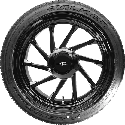 COASTAL MOTO Hurricane 3D Rear Left Wheel - Black (18") | Falken Tire (215/45ZR18) PKG-HURL-187T-SB