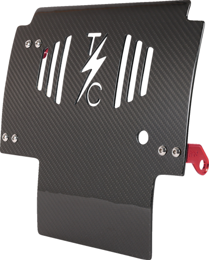 THRASHIN SUPPLY CO. Skid Plate - Carbon Fiber/Gloss - With Red Brackets - FLHX/FLTRX TSC-3034-2