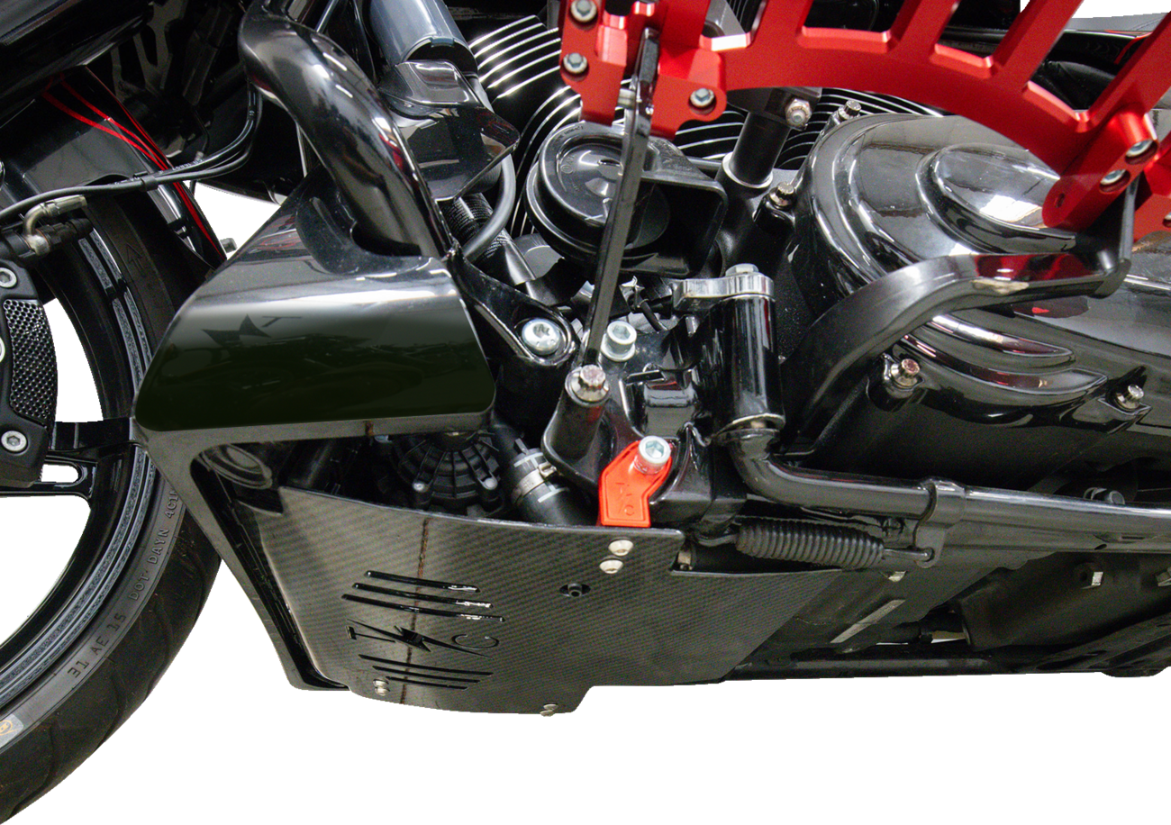 THRASHIN SUPPLY CO. Skid Plate - Carbon Fiber/Gloss - With Red Brackets - FLHX/FLTRX TSC-3034-2