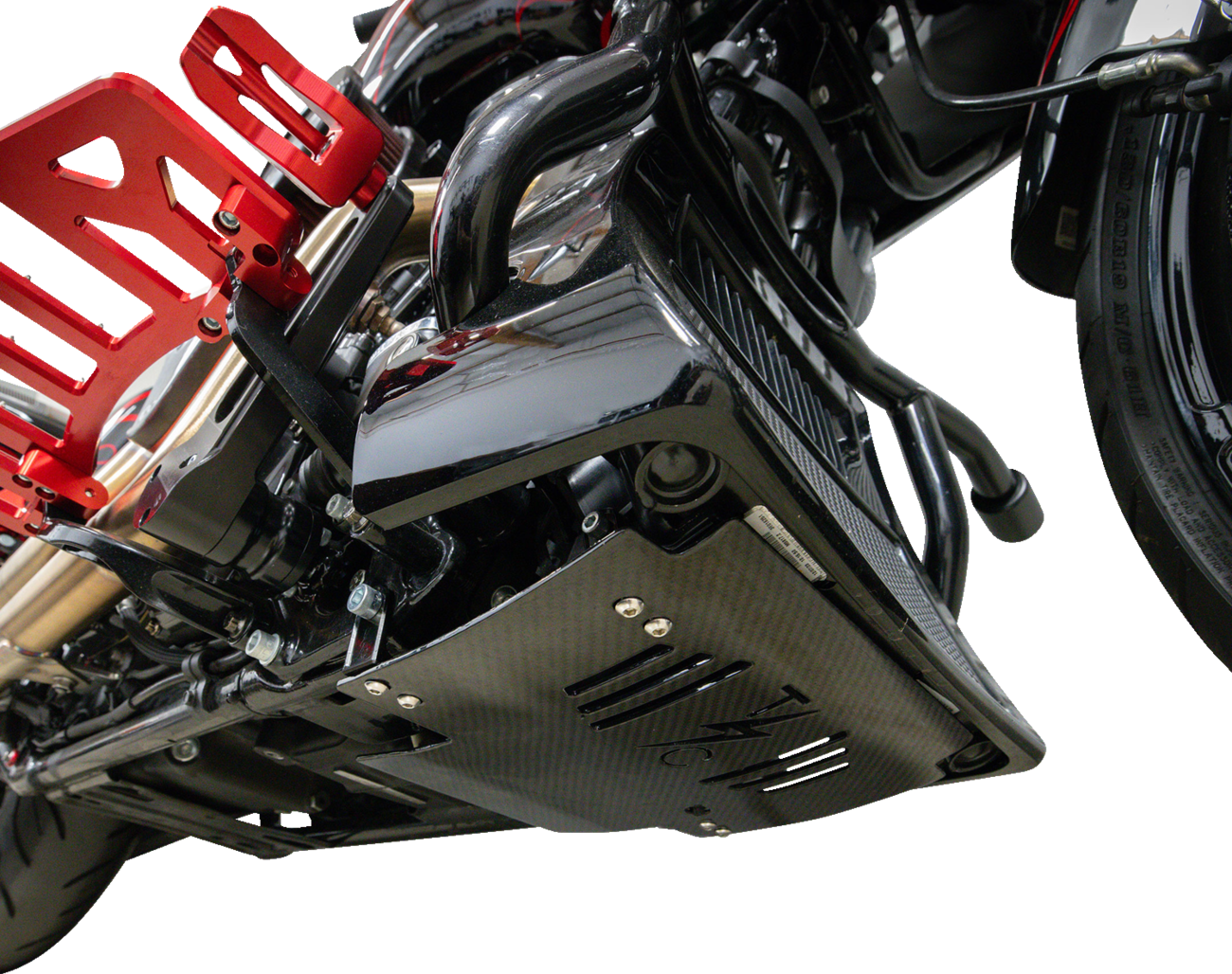 THRASHIN SUPPLY CO. Skid Plate - Carbon Fiber/Gloss - With Black Brackets - FLHX/FLTRX TSC-3034-1