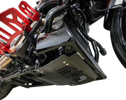 THRASHIN SUPPLY CO. Skid Plate - Carbon Fiber/Gloss - With Black Brackets - FLHX/FLTRX TSC-3034-1