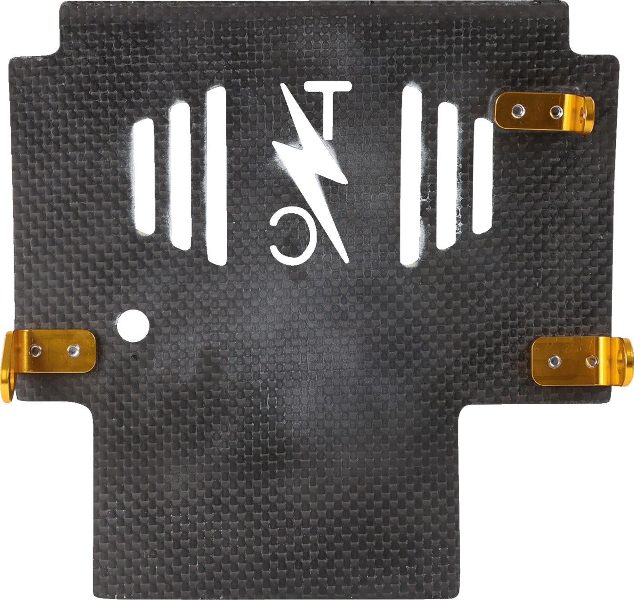 THRASHIN SUPPLY CO. Skid Plate - Carbon Fiber/Gloss - With Gold Brackets - FLHX/FLTRX TSC-3034-5