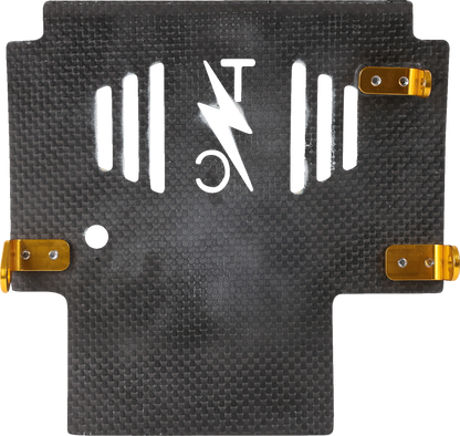 THRASHIN SUPPLY CO. Skid Plate - Carbon Fiber/Gloss - With Gold Brackets - FLHX/FLTRX TSC-3034-5