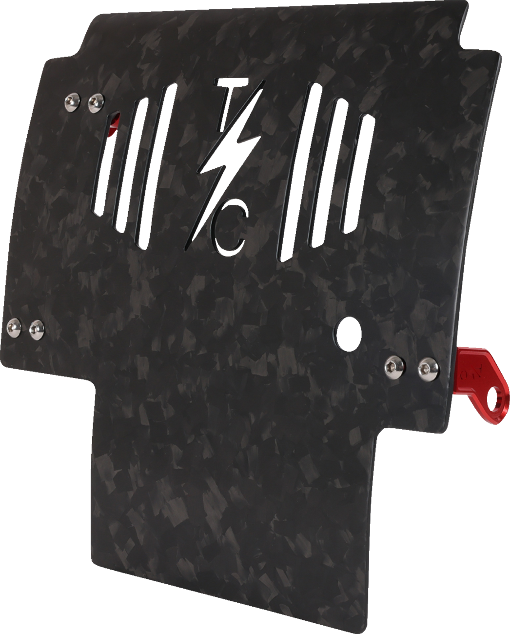 THRASHIN SUPPLY CO. Skid Plate - Carbon Fiber/Forged - With Red Brackets - FLHX/FLTRX TSC-3035-2