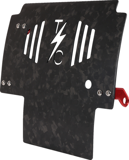 THRASHIN SUPPLY CO. Skid Plate - Carbon Fiber/Forged - With Red Brackets - FLHX/FLTRX TSC-3035-2