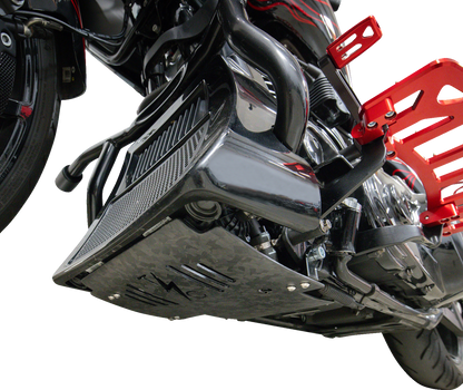 THRASHIN SUPPLY CO. Skid Plate - Carbon Fiber/Forged - With Black Brackets - FLHX/FLTRX TSC-3035-1