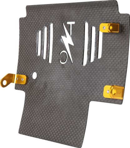THRASHIN SUPPLY CO. Skid Plate - Carbon Fiber/Gloss - With Gold Brackets - FLHX/FLTRX TSC-3034-5