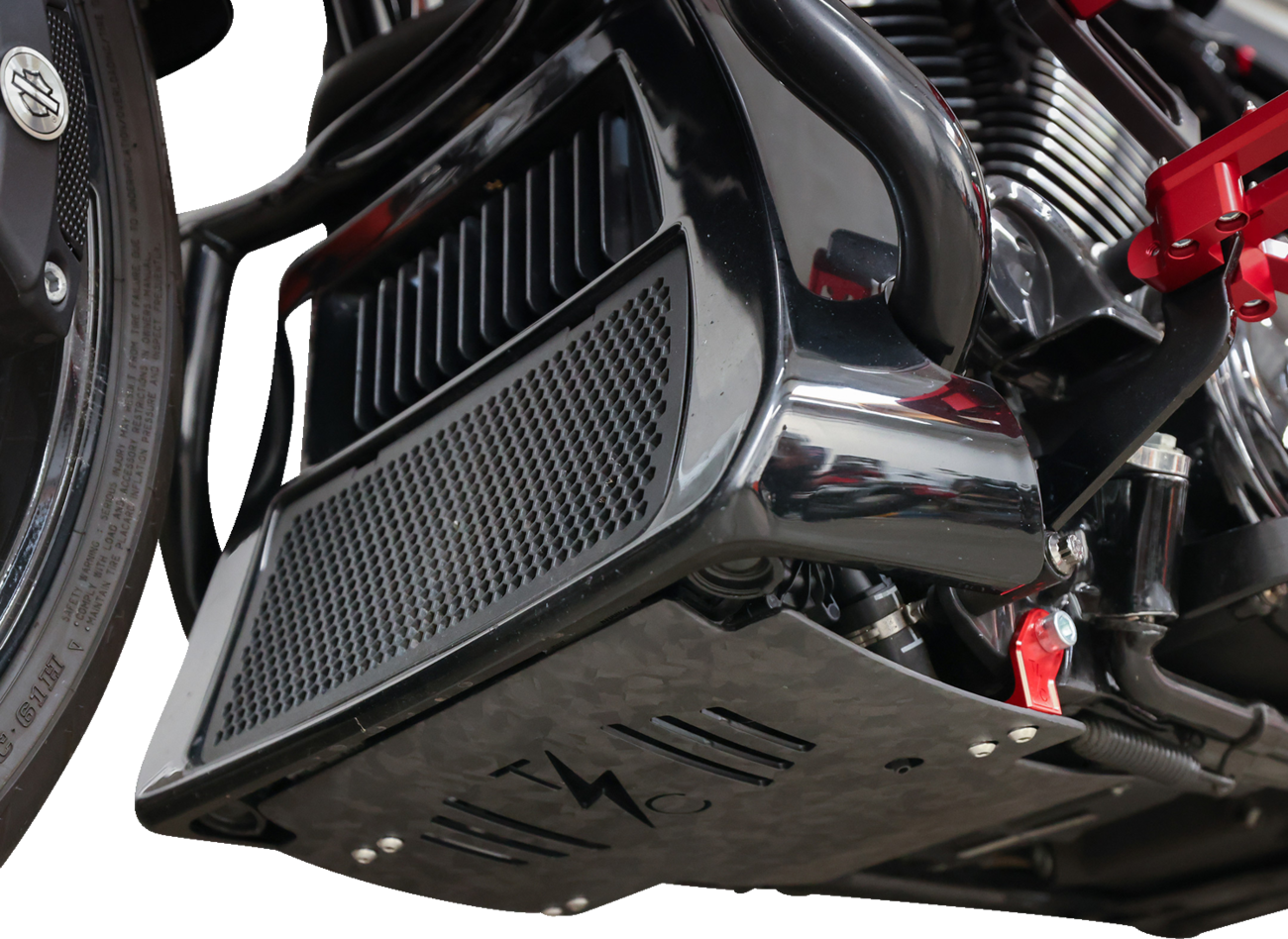 THRASHIN SUPPLY CO. Skid Plate - Carbon Fiber/Forged - With Red Brackets - FLHX/FLTRX TSC-3035-2