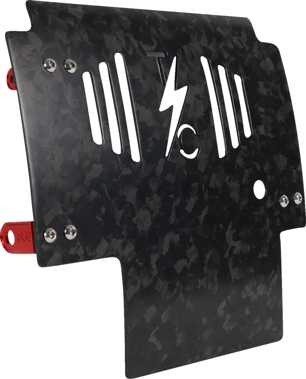 THRASHIN SUPPLY CO. Skid Plate - Carbon Fiber/Forged - With Red Brackets - FLHX/FLTRX TSC-3035-2