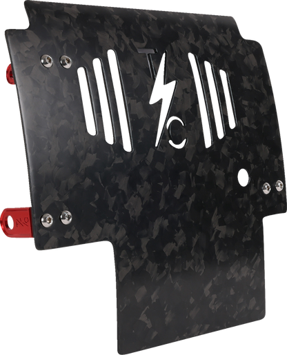 THRASHIN SUPPLY CO. Skid Plate - Carbon Fiber/Forged - With Red Brackets - FLHX/FLTRX TSC-3035-2