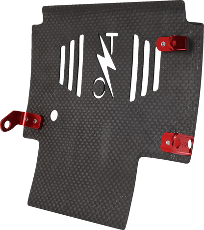 THRASHIN SUPPLY CO. Skid Plate - Carbon Fiber/Forged - With Red Brackets - FLHX/FLTRX TSC-3035-2