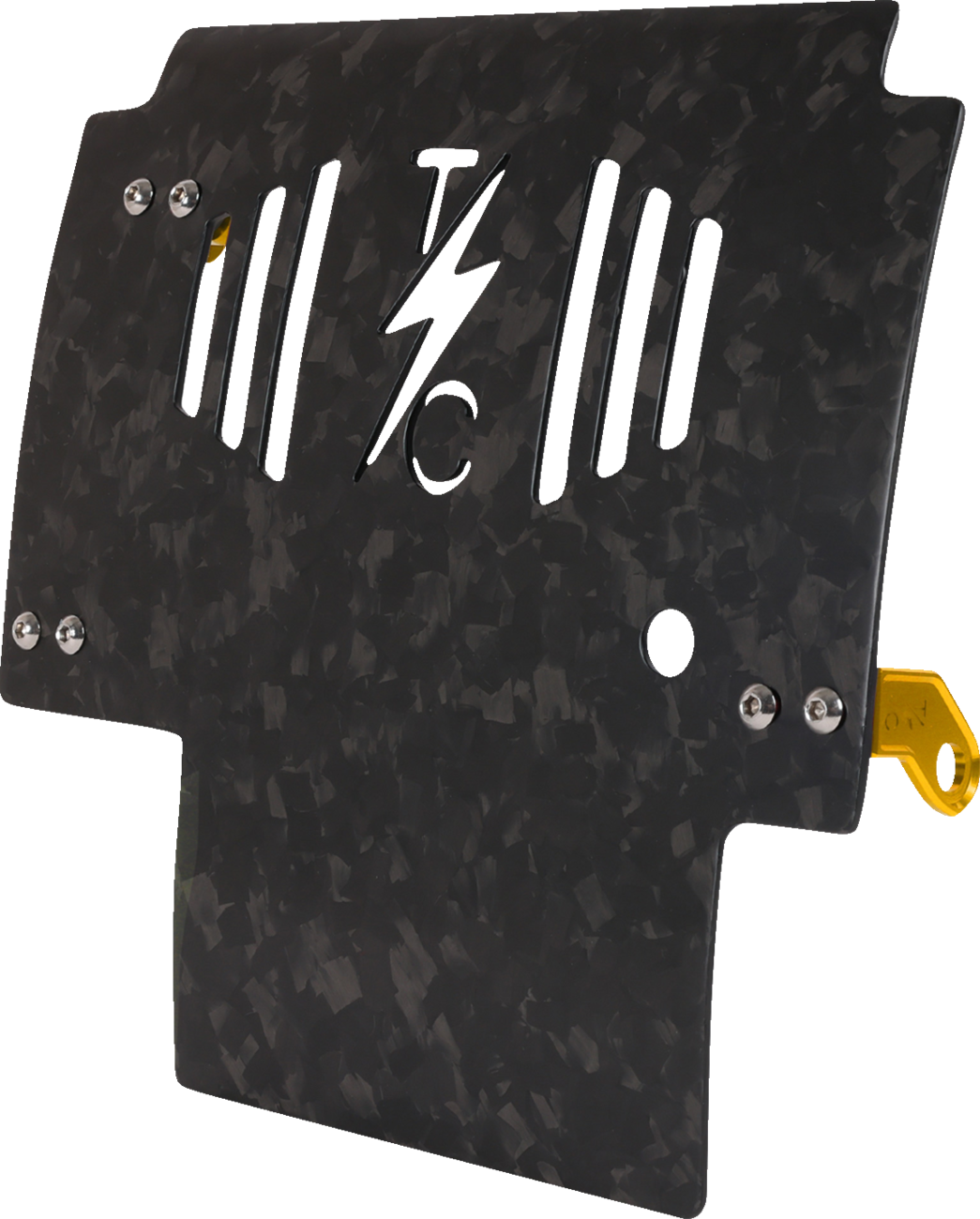 THRASHIN SUPPLY CO. Skid Plate - Carbon Fiber/Forged - With Gold Brackets - FLHX/FLTRX TSC-3035-5