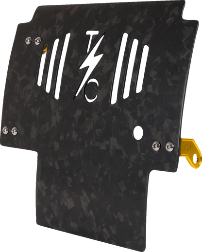 THRASHIN SUPPLY CO. Skid Plate - Carbon Fiber/Forged - With Gold Brackets - FLHX/FLTRX TSC-3035-5