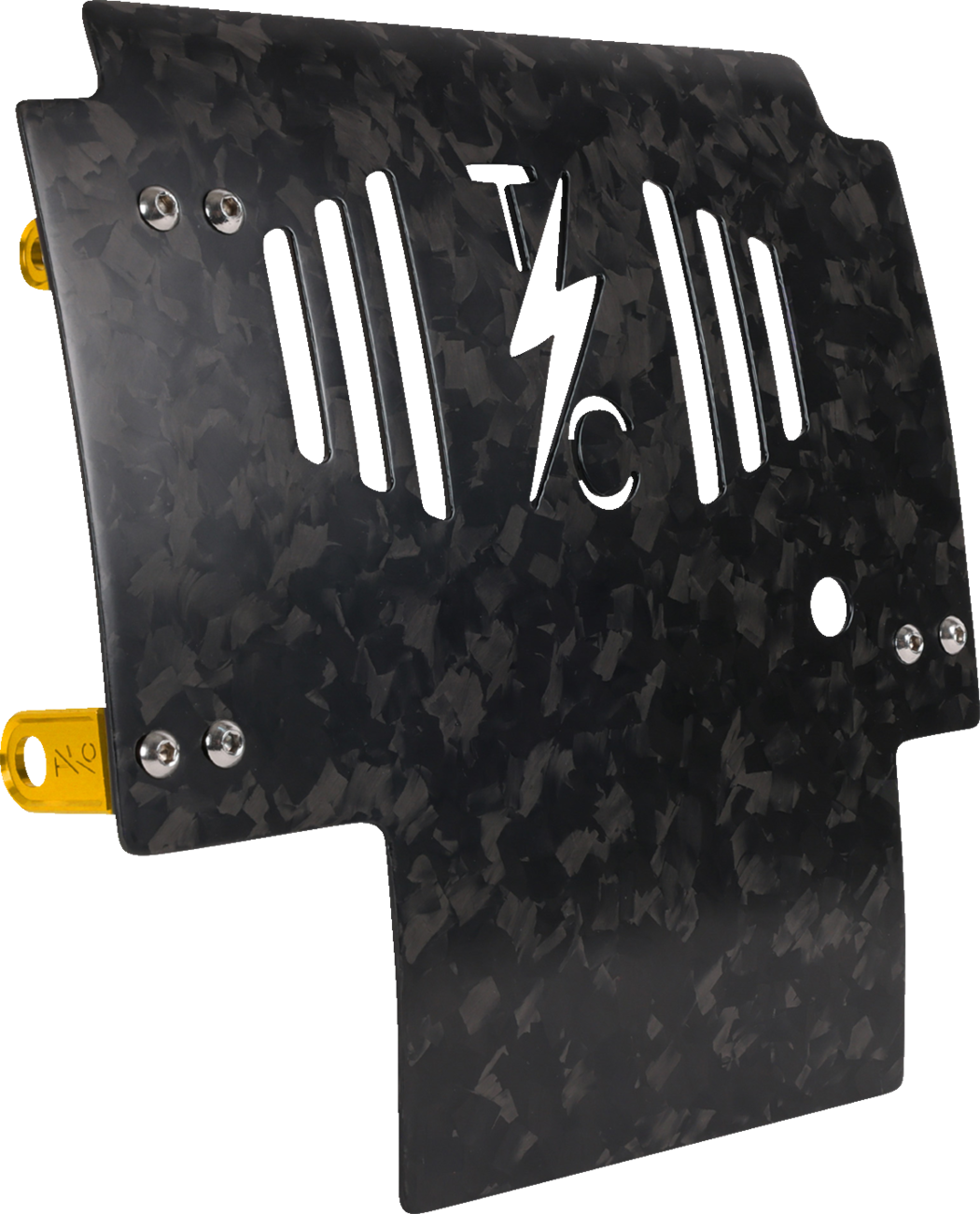 THRASHIN SUPPLY CO. Skid Plate - Carbon Fiber/Forged - With Gold Brackets - FLHX/FLTRX TSC-3035-5