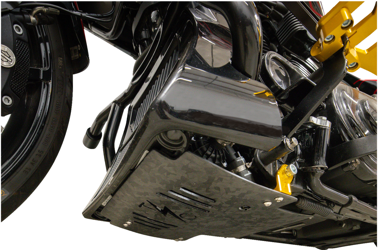 THRASHIN SUPPLY CO. Skid Plate - Carbon Fiber/Forged - With Gold Brackets - FLHX/FLTRX TSC-3035-5