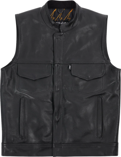 THRASHIN SUPPLY CO. Mulholland Leather Riding Vest - Black - Large TMJ-14-10