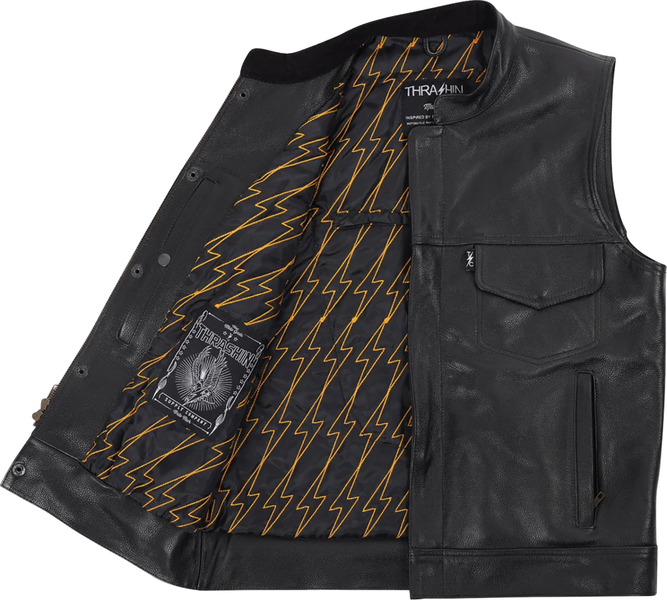 THRASHIN SUPPLY CO. Mulholland Leather Riding Vest - Black - XL TMJ-14-11