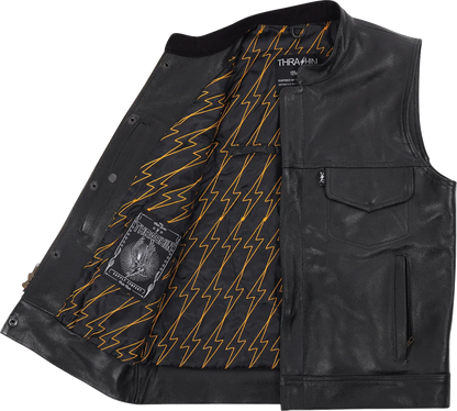 THRASHIN SUPPLY CO. Mulholland Leather Riding Vest - Black - Large TMJ-14-10