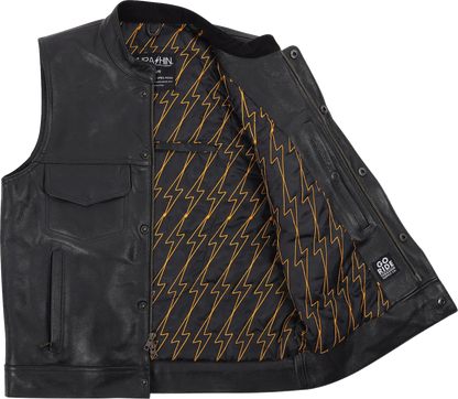 THRASHIN SUPPLY CO. Mulholland Leather Riding Vest - Black - 2XL TMJ-14-12
