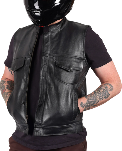 THRASHIN SUPPLY CO. Mulholland Leather Riding Vest - Black - 2XL TMJ-14-12