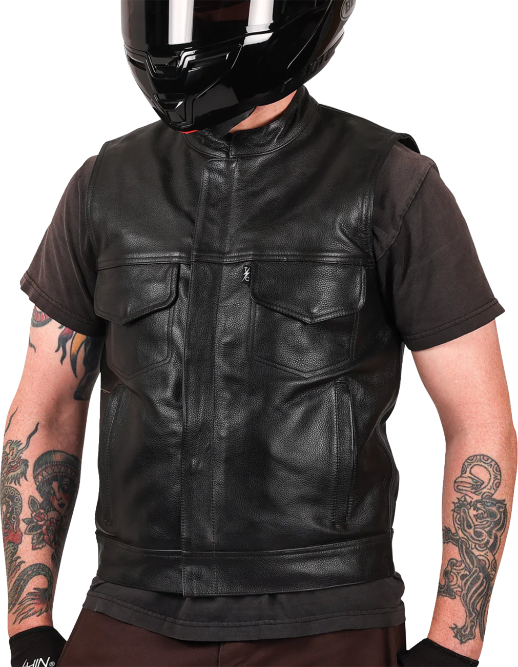 THRASHIN SUPPLY CO. Mulholland Leather Riding Vest - Black - Large TMJ-14-10