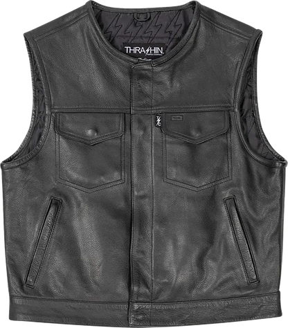 THRASHIN SUPPLY CO. Encinal Leather Shorty Riding Vest - Black - Small TMJ-17-08