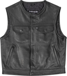 THRASHIN SUPPLY CO. Encinal Leather Shorty Riding Vest - Black - XL TMJ-17-11