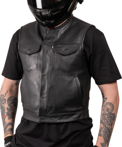 THRASHIN SUPPLY CO. Encinal Leather Shorty Riding Vest - Black - XL TMJ-17-11