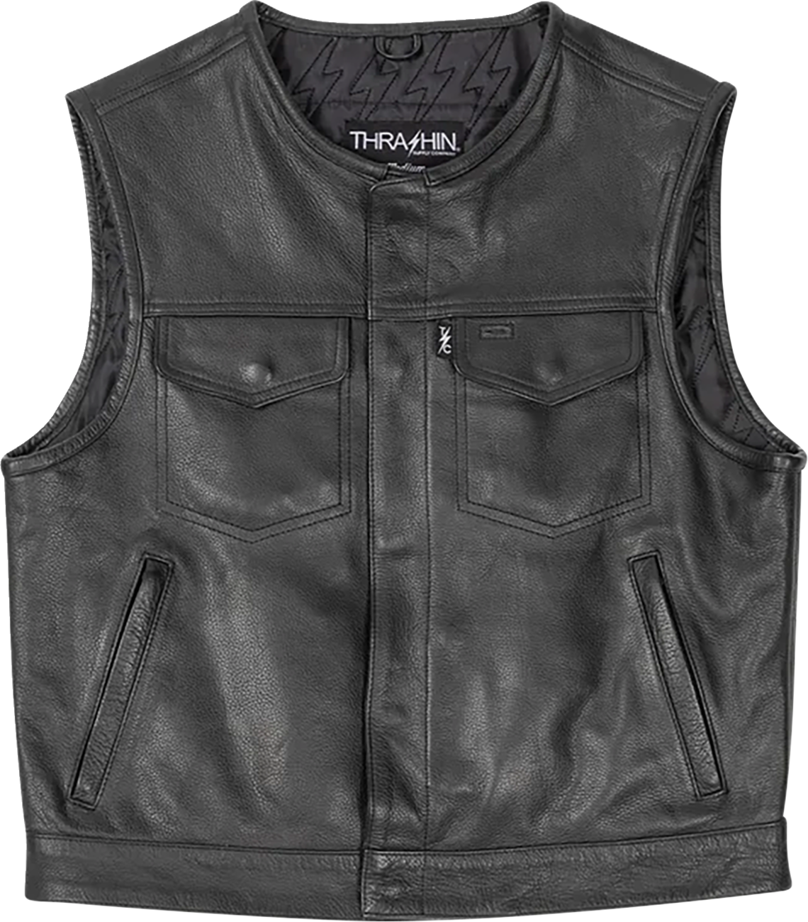 THRASHIN SUPPLY CO. Encinal Leather Shorty Riding Vest - Black - 3XL TMJ-17-13