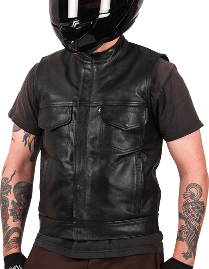 THRASHIN SUPPLY CO. Mulholland Leather Riding Vest - Black - 3XL TMJ-14-13