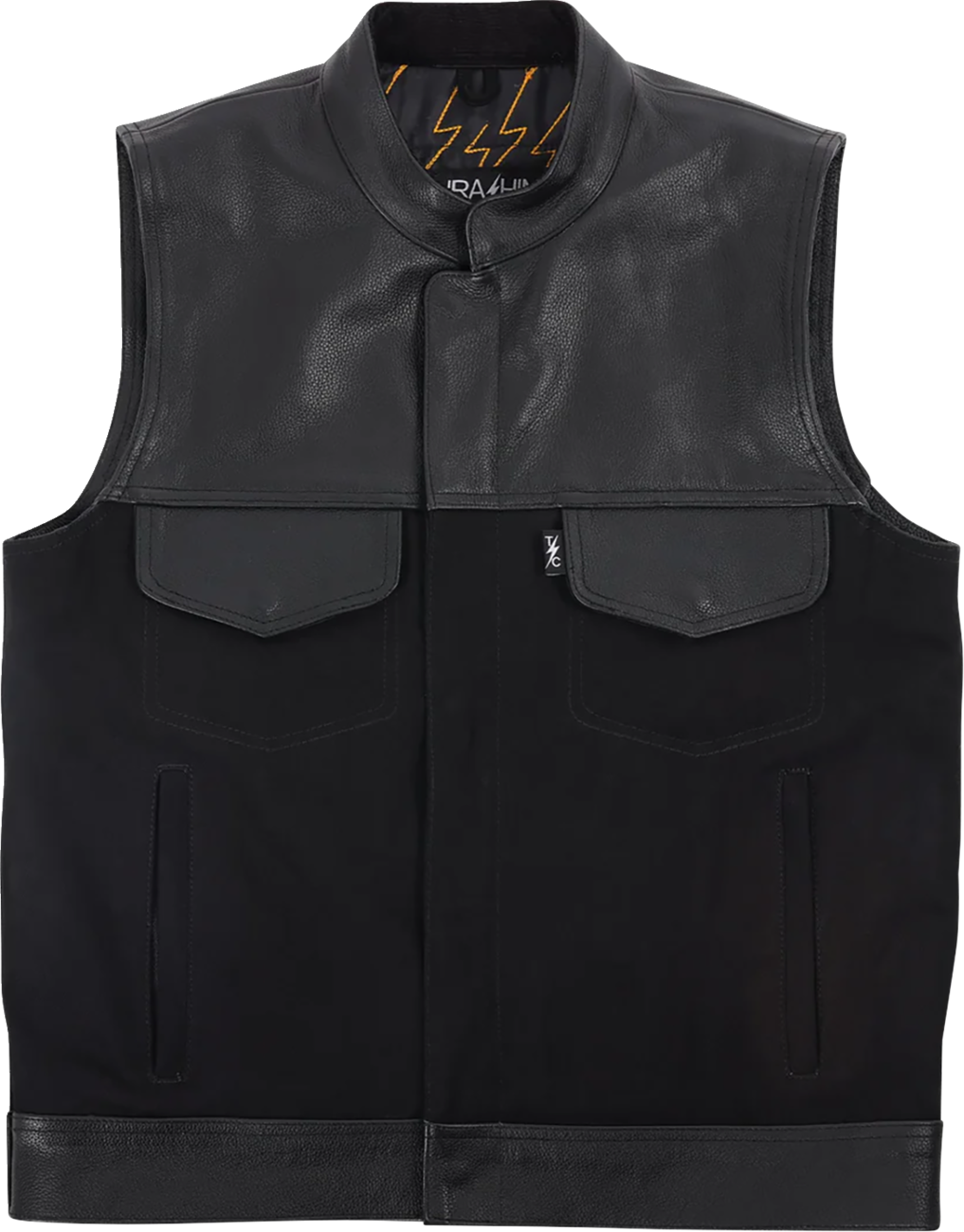THRASHIN SUPPLY CO. Kanan Leather/Denim Riding Vest - Black - 3XL TMJ-13-13