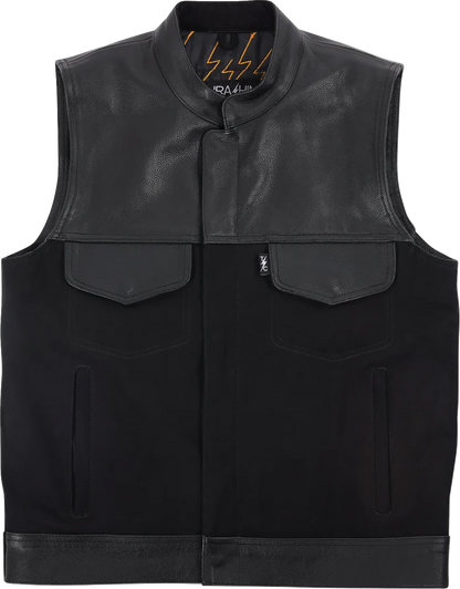 THRASHIN SUPPLY CO. Kanan Leather/Denim Riding Vest - Black - 3XL TMJ-13-13