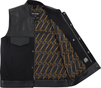THRASHIN SUPPLY CO. Kanan Leather/Denim Riding Vest - Black - 3XL TMJ-13-13